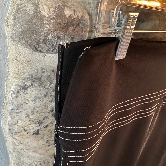 Express Straight Black Skirt with White Stitching - Picture 4 of 8